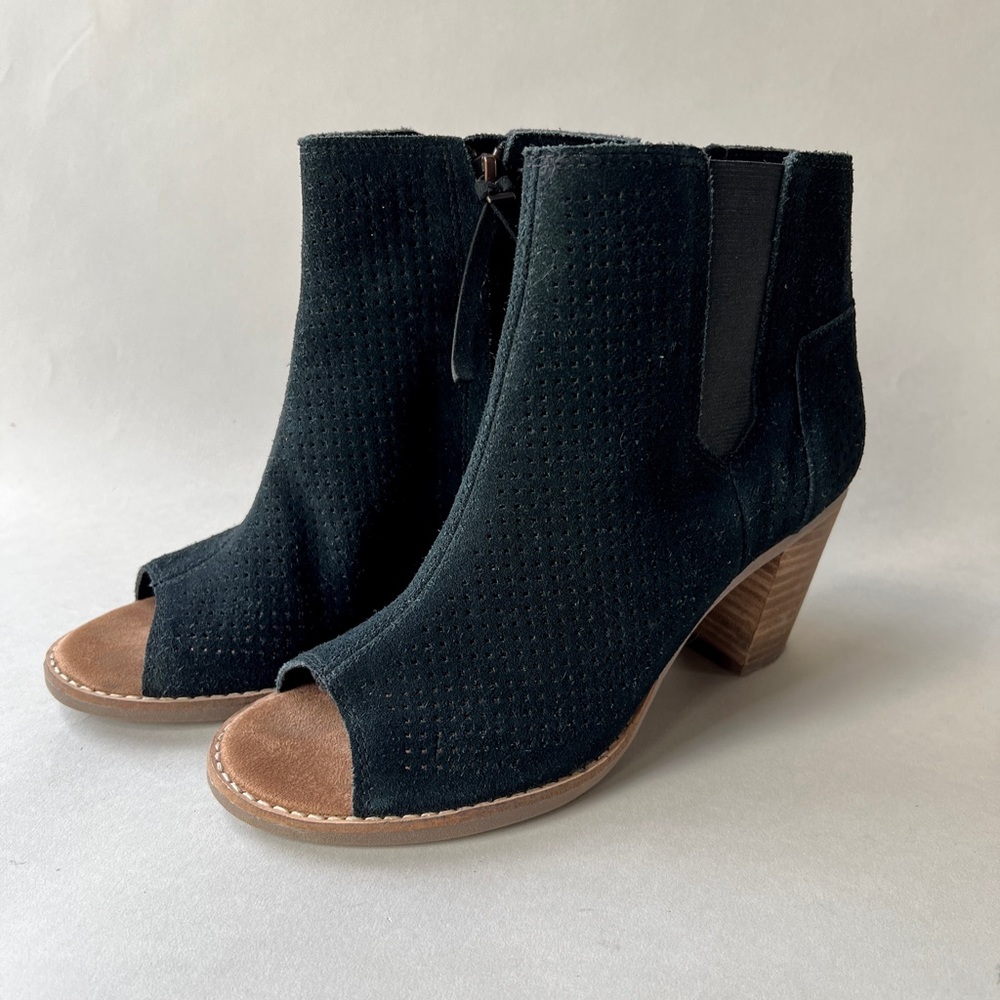 Toms Black Peep Toe Ankle Booties